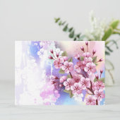 ピンクの桜絵画の背景 招待状 (スタンド正面)