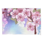 ピンクの桜絵画の背景 枕カバー (正面左)