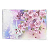 ピンクの桜絵画の背景 枕カバー (裏面)