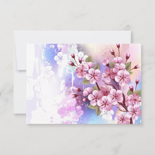 ピンクの桜絵画の背景 案内状 (正面)