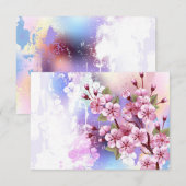 ピンクの桜絵画の背景 案内状 (正面/裏面)