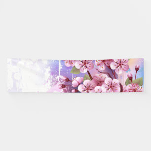 ピンクの桜絵画の背景 横断幕