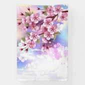 ピンクの桜絵画の背景 横断幕 (縦)