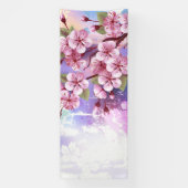 ピンクの桜絵画の背景 横断幕 (縦)
