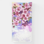 ピンクの桜絵画の背景 横断幕 (縦)