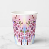 ピンクの桜絵画の背景 紙コップ (左)
