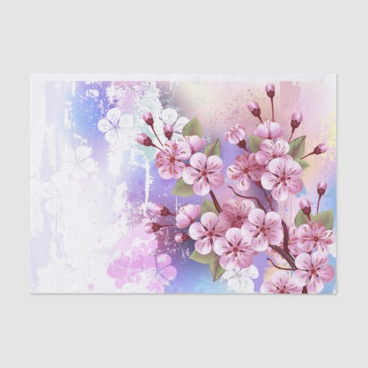 ピンクの桜絵画の背景 薄葉紙 (正面)