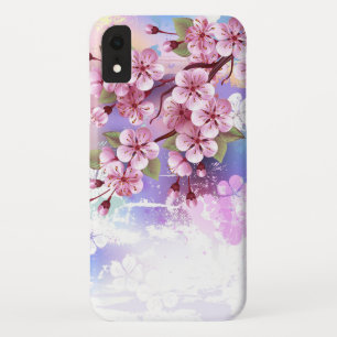 ピンクの桜絵画の背景 iPhone XRケース