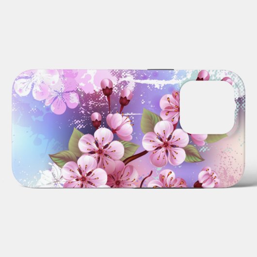 ピンクの桜絵画の背景 Case-Mate iPhoneケース (裏面 (横))