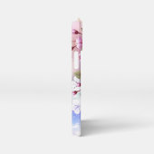 ピンクの桜絵画の背景 iPhoneケース (右側面)