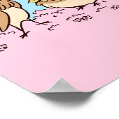 ピンクの桜花を持つフィンチ鳥 ポスター (角)