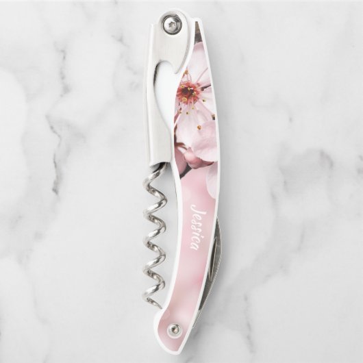 ピンクの桜花花花嫁春ブライダルワイン ソムリエナイフ (正面)