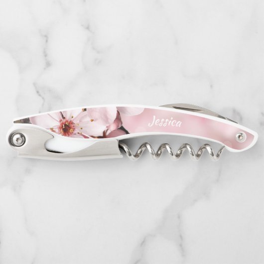 ピンクの桜花花花嫁春ブライダルワイン ソムリエナイフ (正面)