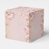 ピンクの桜 ゴールドグリッター ウェディング ファボリット ボ フェイバーボックス (正面サイド)