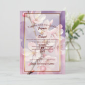 ピンクの桜/ ラベンダー フォトボックス 招待状 (スタンド正面)