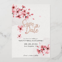 ピンクの桜 ロマンティックな結婚式のSave the date