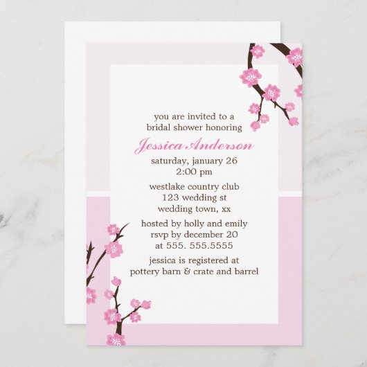 ピンクの桜 招待状 (正面/裏面)