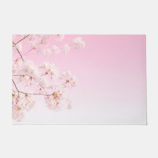 ピンクの桜 春の静けさ ドアマット (正面)