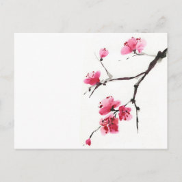 ピンクの桜 ― 極簡主義の春の墨絵 ポストカード