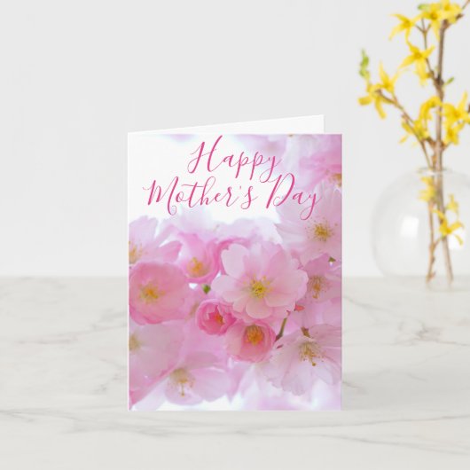 ピンクの桜 - 母の日おめでとう カード (黄色い花)
