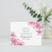 ピンクの桜。私のウェディングパーティに付いてきてくれる? ポストカード (スタンド正面)