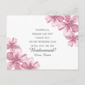ピンクの桜。私のウェディングパーティに付いてきてくれる? ポストカード (正面)