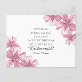 ピンクの桜。私のウェディングパーティに付いてきてくれる？ ポストカード