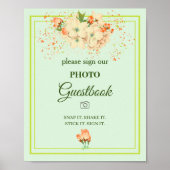 ピンクの桜 結婚式ゲストブック ポスター (正面)