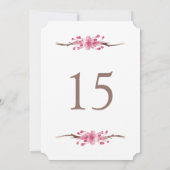 ピンクの桜。花の結婚式 テーブルナンバー (裏面)