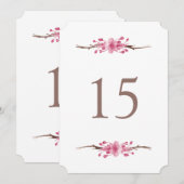 ピンクの桜。花の結婚式 テーブルナンバー (正面/裏面)