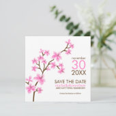 ピンクの桜 Save the Date 発表 招待状 (スタンド正面)