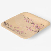 ピンクの梅が黄色 ペーパープレート (傾斜あり)