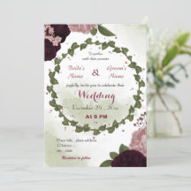 ピンクの梅のバーガンディの花グリーン結婚リース