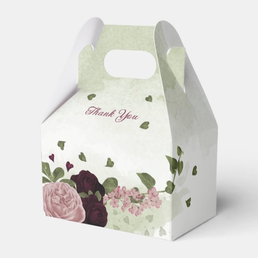 ピンクの梅の燃える花結婚緑 フェイバーボックス (正面サイド)
