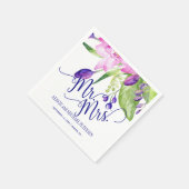 ピンクの梅フローラ花束mrとmrs script 結婚's スタンダードカクテルナプキン (角)