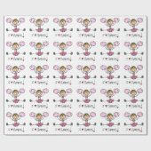 ピンクの棒の姿のチアリーダーの包装紙 ラッピングペーパー (フラット)