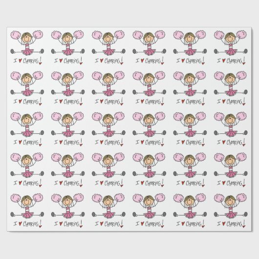 ピンクの棒の姿のチアリーダーの包装紙 ラッピングペーパー (フラット)