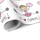 ピンクの棒の姿のチアリーダーの包装紙 ラッピングペーパー (ロールコーナー)