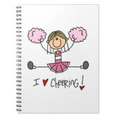 ピンクの棒の姿のチアリーダーのTシャツおよびギフト ノートブック (正面)
