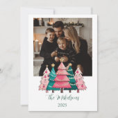 ピンクの森のクリスマス写真 シーズンカード (正面)