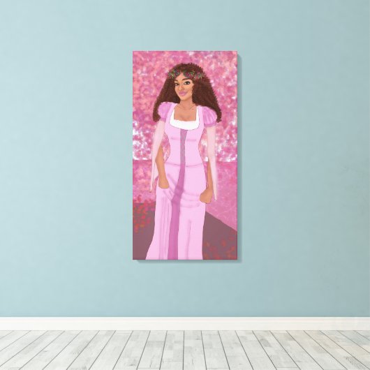 ピンクの森のプリンセス | おとぎ | お洒落 キャンバスプリント (インサイチュ (ウッドフロア))
