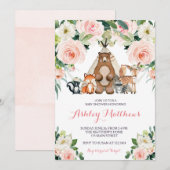ピンクの森のベイビーシャワーのご招待 招待状 (正面/裏面)