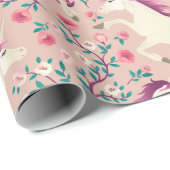 ピンクの森の中のユニコーン ラッピングペーパー (ロールコーナー)