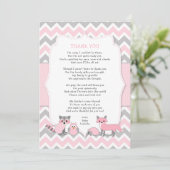 ピンクの森の動物の赤ちゃんシャワーお礼ノート 招待状 (スタンド正面)