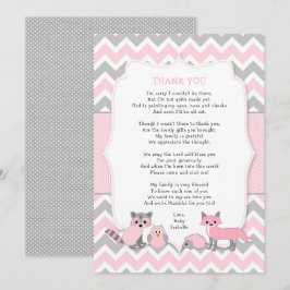 ピンクの森の動物の赤ちゃんシャワーお礼ノート 招待状