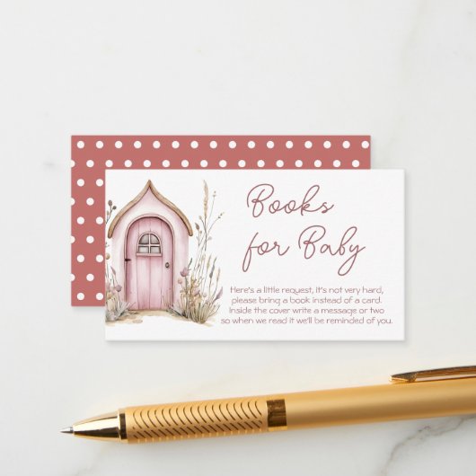 ピンクの森の妖精たち赤ちゃんシャワー本 エンクロージャーカード (正面/裏面インサイチュ)