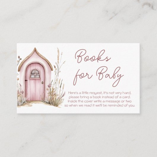 ピンクの森の妖精たち赤ちゃんシャワー本 エンクロージャーカード (正面)