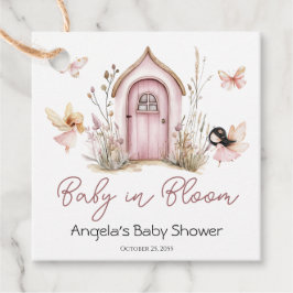 ピンクの森の妖精たち赤ちゃんシャワー フェイバータグ