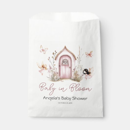 ピンクの森の妖精たち赤ちゃんシャワー フェイバーバッグ (正面)