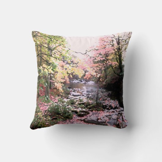 ピンクの森の空きかわいらし地、流れパーソナライズされた、 クッション (裏面)